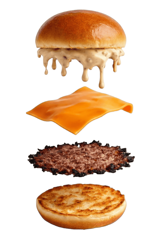 Burger smash en vue éclatée