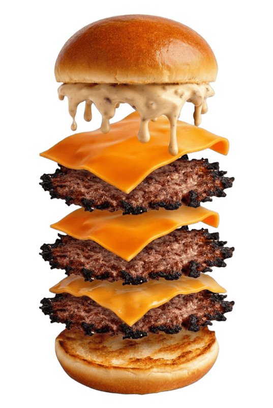 Burger smash en vue éclatée